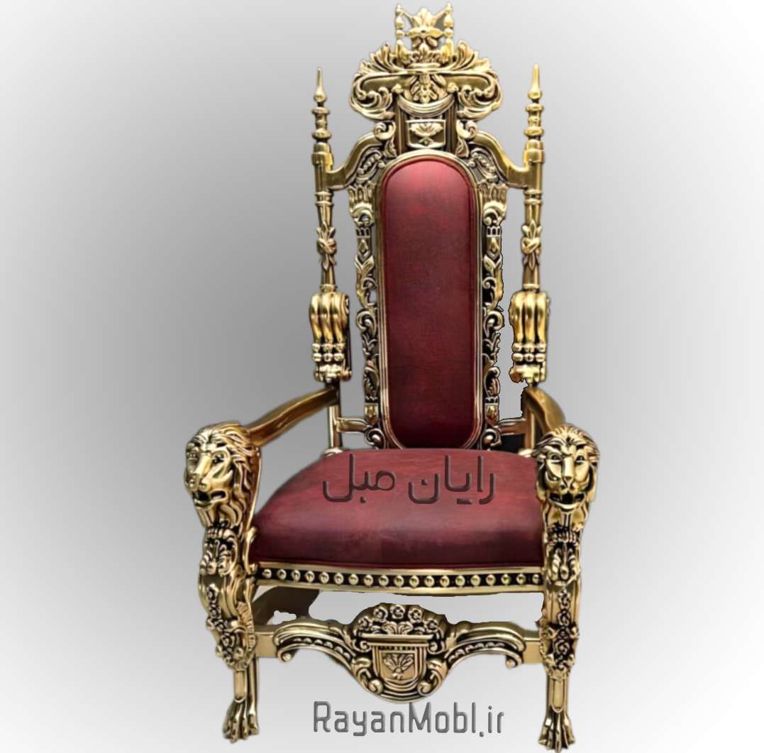 مبل تک نفره پشت بلند چوبی و لاکچری برای دکوراسیون سلطنتی